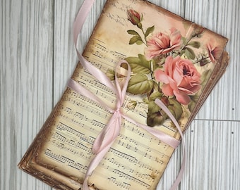 Junk Journal Kit  Grab Bag - 20 junk journal pages Victorian Roses journal supplies scrapbooking