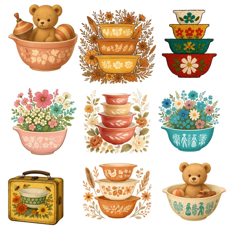 Vintage Pyrex Mega Store Bundle - 150 Pyrex PNG Designs - Commercial ...