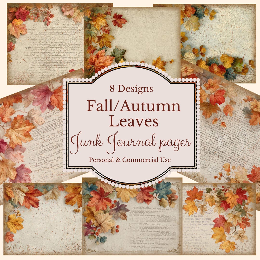 Fall Autumn Leaves Junk Journal Papers, Ephemera, Paper Crafts, Fall ...
