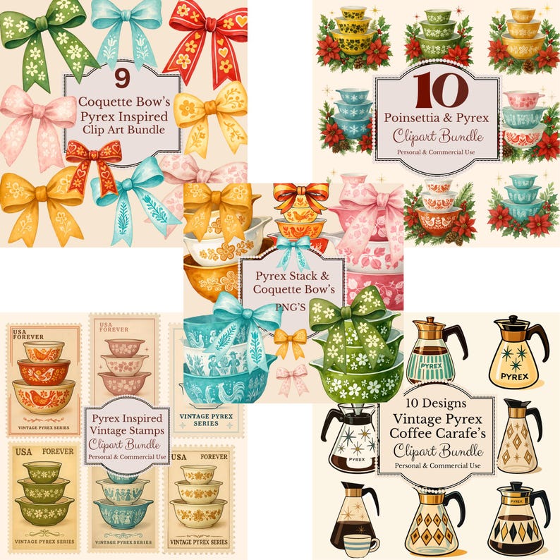 Vintage Pyrex Mega Store Bundle - 150 Pyrex PNG Designs - Commercial ...