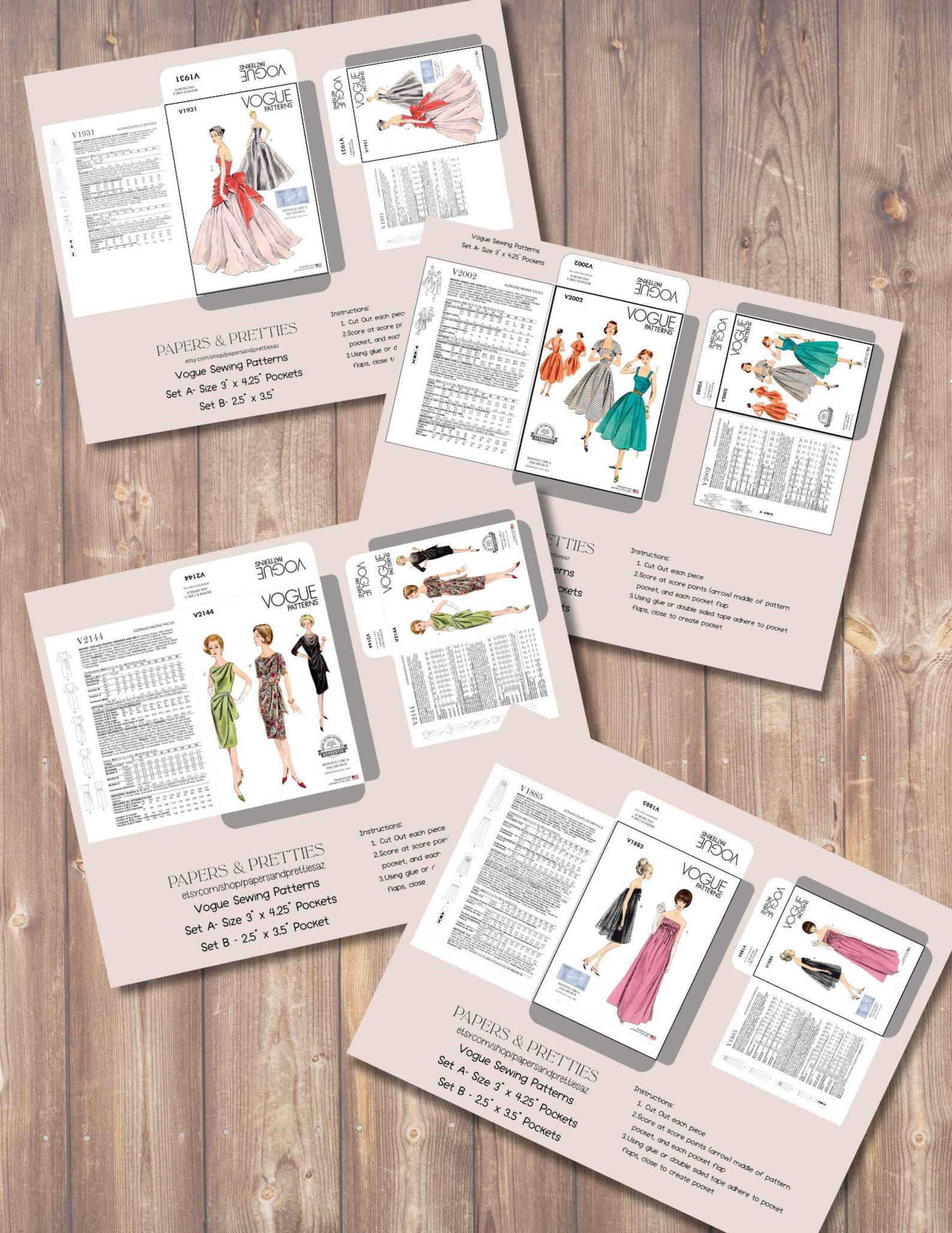 Junk Journal Envelopes, Sewing Pattern Replica's 4 Designs, 2 Sizes ...