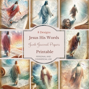 Pagine del diario di Gesù, le sue parole, documenti, scrapbooking, collage di fede cristiana, biglietti, devozionali, stampabili, download immediato