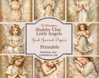 Junk Journal  Paper/Pages Shabby Chic Little Girl Angels journal supplies scrapbooking ephemera mixed media crafts Digital Download