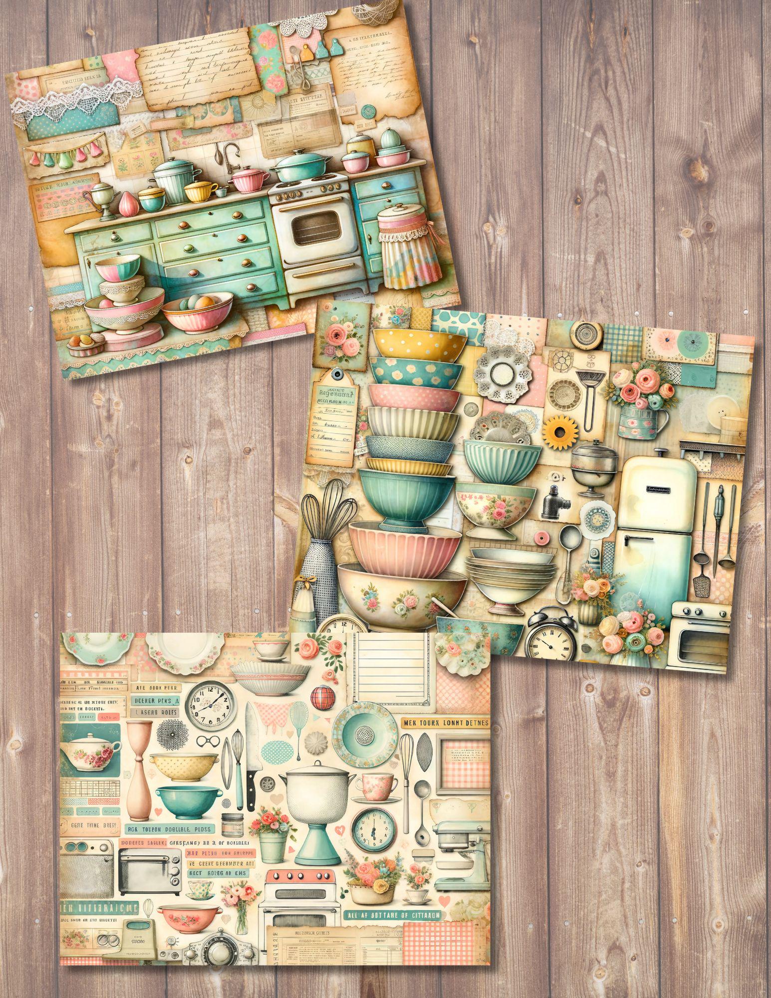 Retro Kitchen Junk Journal Kit, Vintage Kitchen 1950s Pages, Scrapbook ...