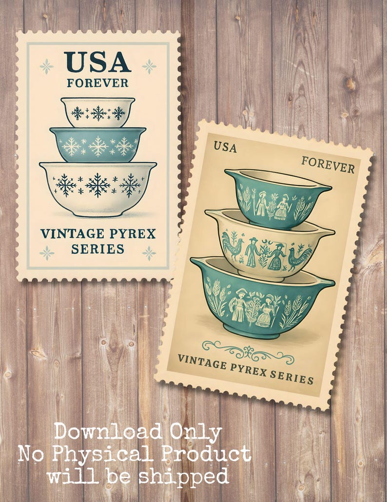 Vintage Pyrex Postage Stamp PNG, Pyrex Inspired, Clipart, Butterprint ...