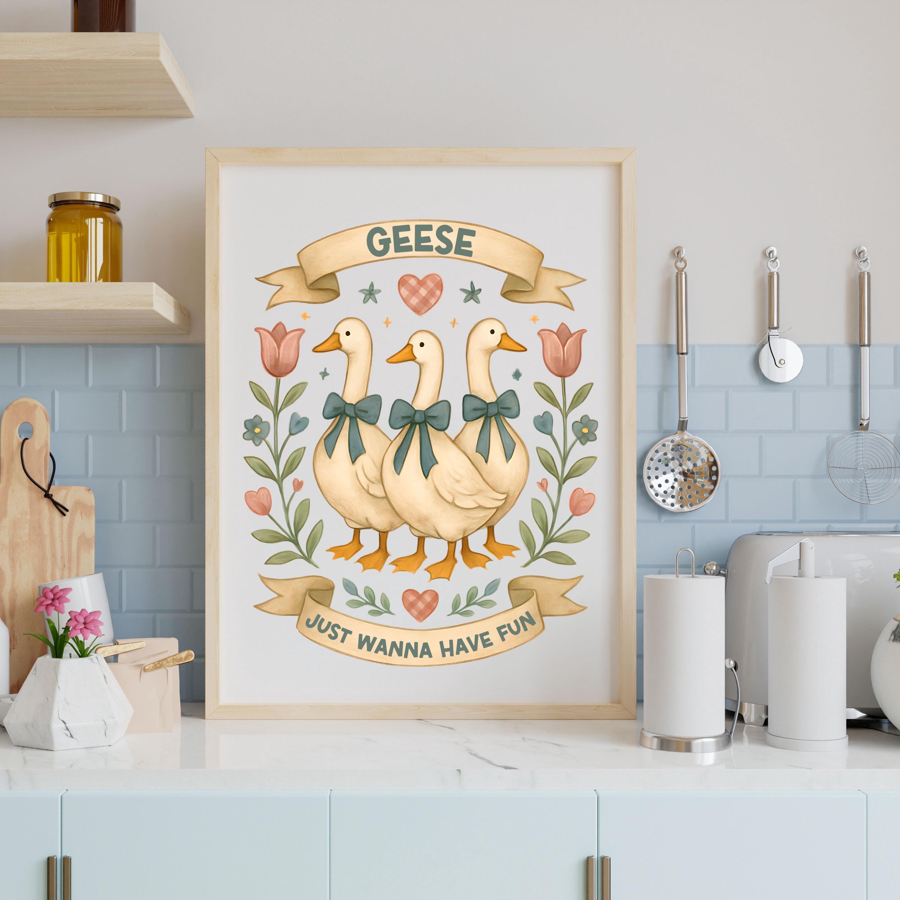 Vintage Blue Ribbon Goose Png, Retro Goose Sublimation, Cute 1980s ...