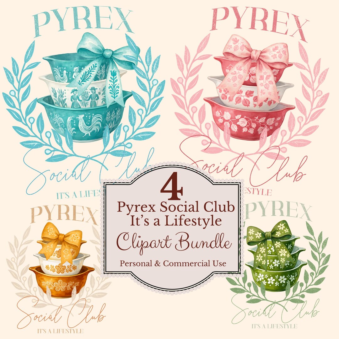 Pyrex Social Club PNG Clipart Bundle, Vintage Pyrex Stacked Bowls ...