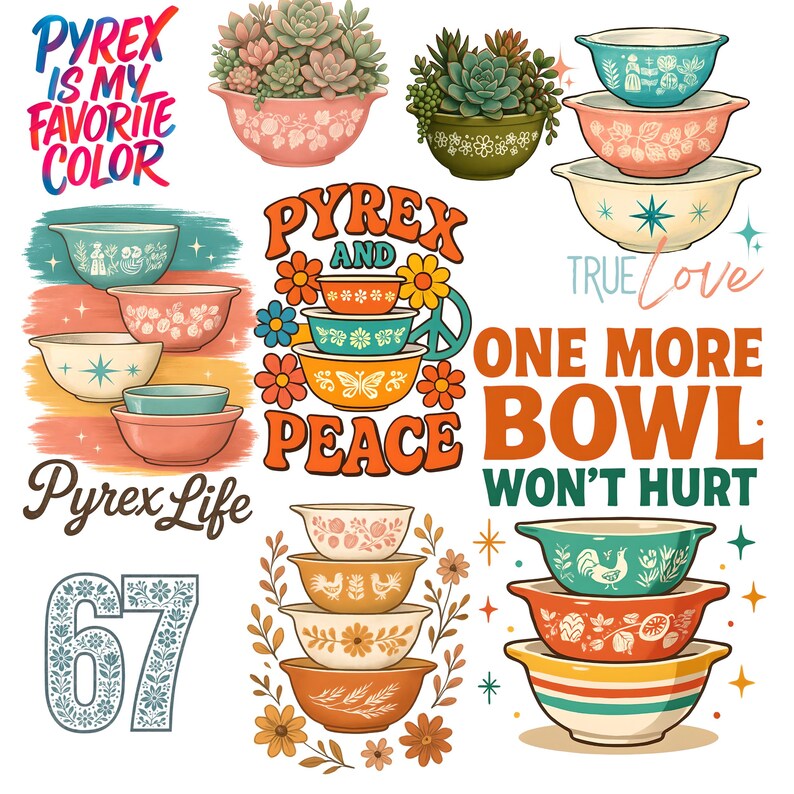 Vintage Pyrex Mega Store Bundle - 150 Pyrex PNG Designs - Commercial ...