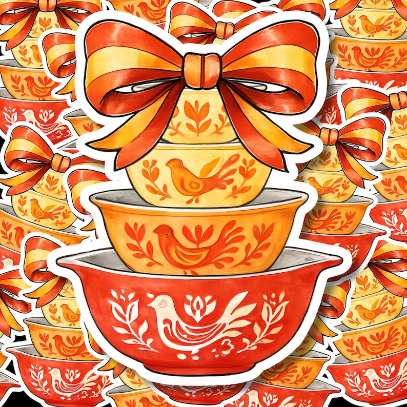 Pyrex Stack Sticker Pyrex Friendship Sticker Inspired Kiss-cut Stickers, Vintage Collector ...