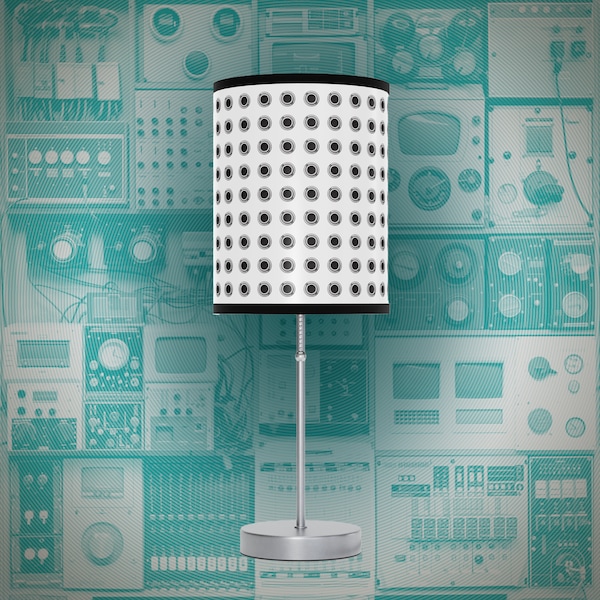 Round Audio Jack Pattern Lamp on a Stand - Modular Synthesizer Studio Decor