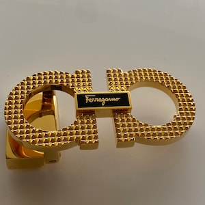 Vintage Salvatore Ferragamo 25mm Gold Polished Belt Buckle Fibbia Schnalle Boucle Cintura Gürtel Hebilla Ceinture Cinturon