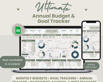 2026 Green Budget & Goal Tracker: Credit Card and Debit/Cash User Google Sheets Template (Digital Download)