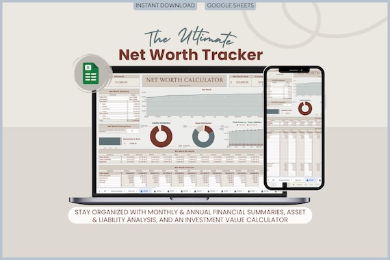 Net Worth Tracker: Google Sheets Template with Investment Calculator (Digital Download)