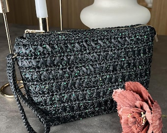 Crochet Clutch Pattern, Raffia Sequin Pouch, Evening Bag Pattern PDF & Video Tutorial