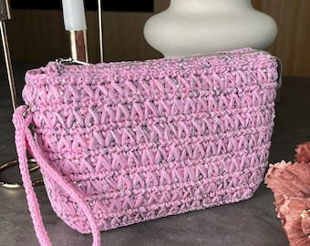 Crochet Raffia Clutch Pattern + Video Tutorial, Evening Bag with Sequins