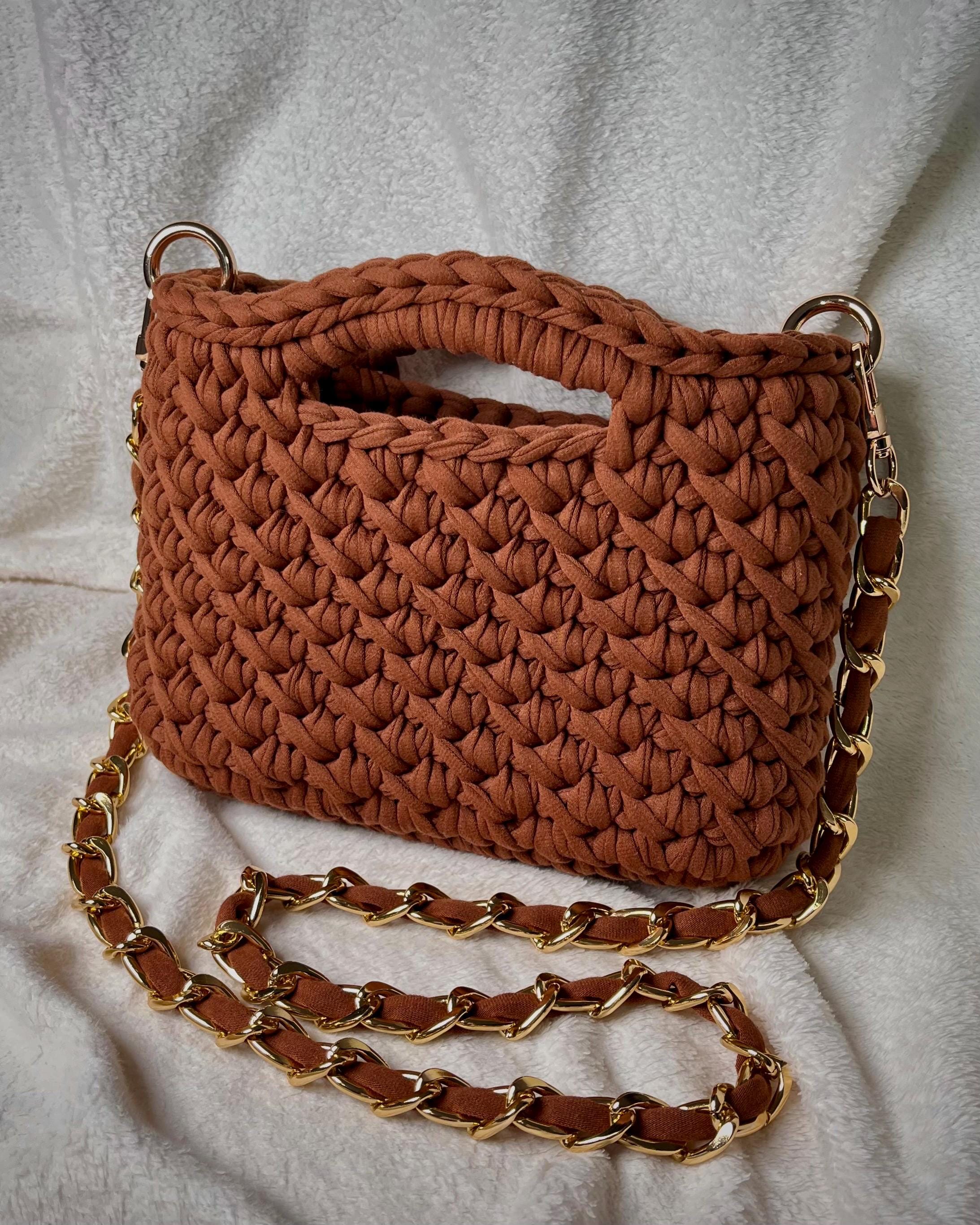 Sac à Main Femme En Crochet Beige Taille Moyenne Cordon Coton Bohème