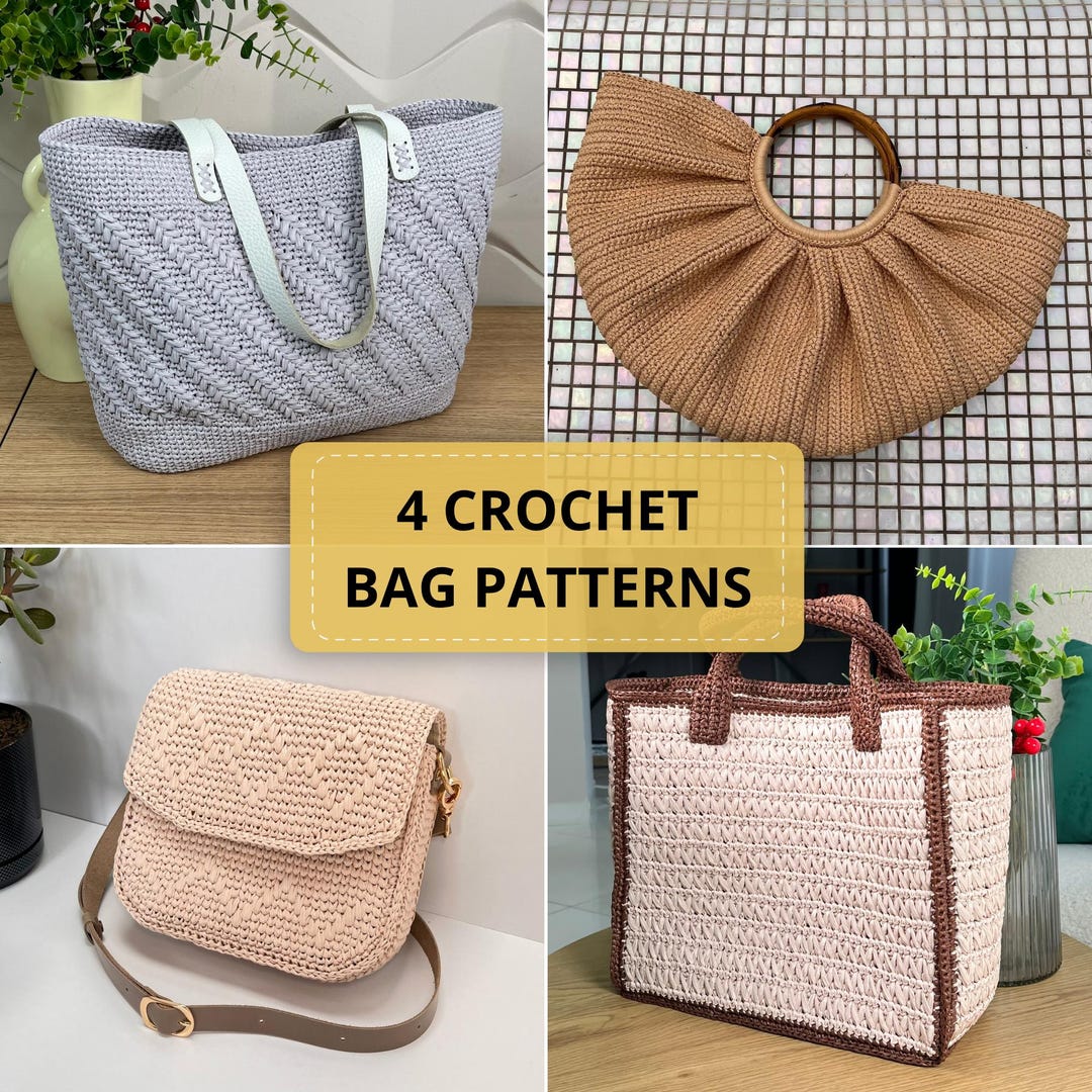 Set of 4 Crochet Raffia Bag Patterns – PDF With Video Tutorials - Etsy