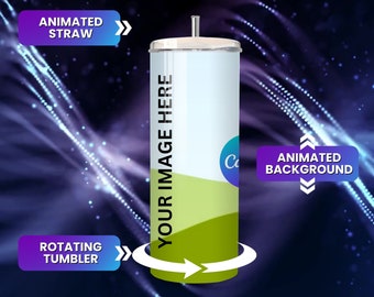 Light Animated Canva Tumbler Drag and Drop Mockup Rotating Tumbler Mockup Includes Video Background Mockup Video Canva Tumbler Template