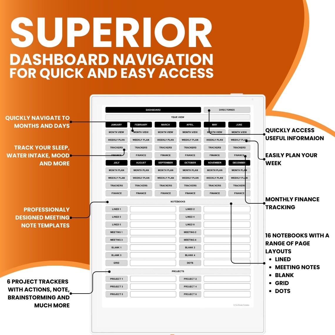 Supernote Daily Planner, Calendar, Supernote Templates, Agenda Premium