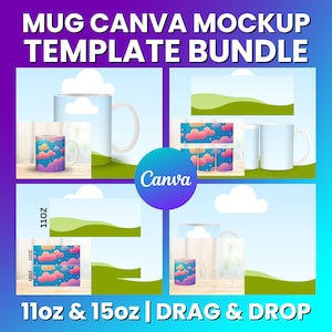 Mug Canva Drag Drop Mockup 11oz 15oz Canva Full Wrap Mockup 11oz Coffee Mug Mockup 3 Mug Mockup Canva Template Mug Overlay Mockup