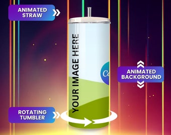 Lights Animated Canva Tumbler Drag and Drop Mockup Rotating Tumbler Mockup Includes Video Background Mockup Video Canva Tumbler Template
