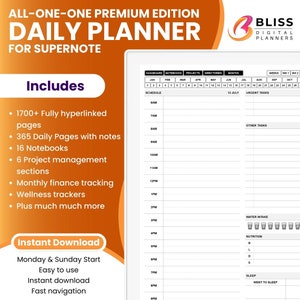 Supernote Daily Planner, Calendar, Supernote Templates, Agenda Premium Digital Planner Supernote EPaper Tablets, Daily Planner Journal