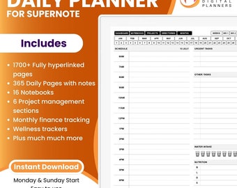 Supernote Daily Planner, Calendar, Supernote Templates, Agenda Premium Digital Planner Supernote EPaper Tablets, Daily Planner Journal