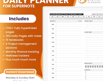 Supernote Tagesplaner, Kalender, Supernote Vorlagen, Agenda Premium Digital Planner Supernote EPaper Tablets, Tagesplaner Journal