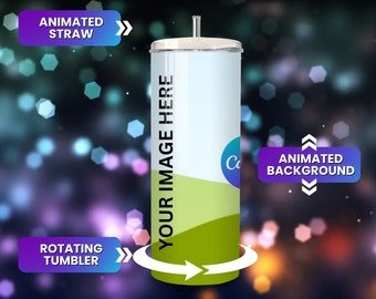 Glitter Animated Canva Tumbler Drag and Drop Mockup Rotating Tumbler Mockup Includes Video Background Mockup Video Canva Tumbler Template