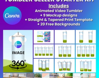STARTER KIT Canva Drag and Drop 20oz Tumbler Mockup + Video Animated Template Own Background Mockup 20oz Mockup Backgrounds Pack
