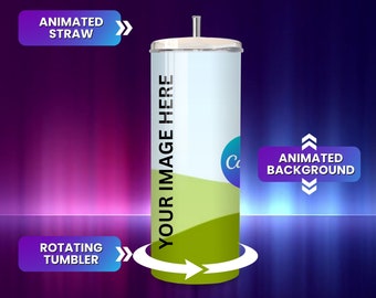 Aura Light Animated Canva Tumbler Drag and Drop Mockup Rotating Tumbler Mockup Includes Video Background Mockup Video Canva Tumbler Template