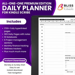 Kindle Scribe Daily Planner, Calendar, Kindle Scribe Templates, Agenda, Premium Digital Planner for Kindle Scribe, Daily Planner, Journal