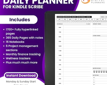 Kindle Scribe Daily Planner, Calendar, Kindle Scribe Templates, Agenda, Premium Digital Planner for Kindle Scribe, Daily Planner, Journal