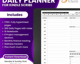 Kindle Scribe Daily Planner, Calendario, Plantillas Kindle Scribe, Agenda, Planificador Digital Premium para Kindle Scribe, Planificador Diario, Diario