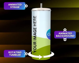 Lines Animated Canva Tumbler Drag and Drop Mockup Rotating Tumbler Mockup Includes Video Background Mockup Video Canva Tumbler Template