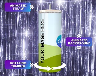 Silver Animated Canva Tumbler Drag and Drop Mockup Rotating Tumbler Mockup Includes Video Background Mockup Video Canva Tumbler Template