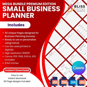 Small Business Plan Template | Small Business Planner Printable | Start Up Business Plan | Editable Canva Template