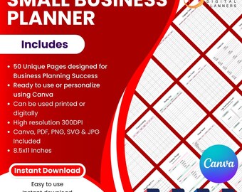 Small Business Plan Template | Small Business Planner Printable | Start Up Business Plan | Editable Canva Template