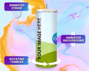 Liquid Animated Canva Tumbler Drag and Drop Mockup Rotating Tumbler Mockup Includes Video Background Mockup Video Canva Tumbler Template