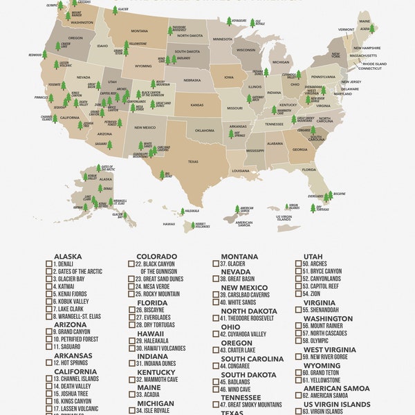 Downloadable National Parks Checklist (Printable)