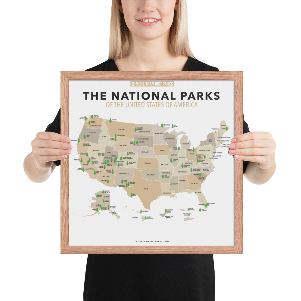 Framed National Parks Map by More Than Just Parks Museumquality Print, Available in Multiple