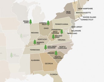 East Coast National Parks Map by More Than Just Parks (download)