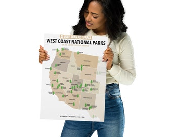 Map of US West Coast National Parks by More Than Just Parks (12x16)