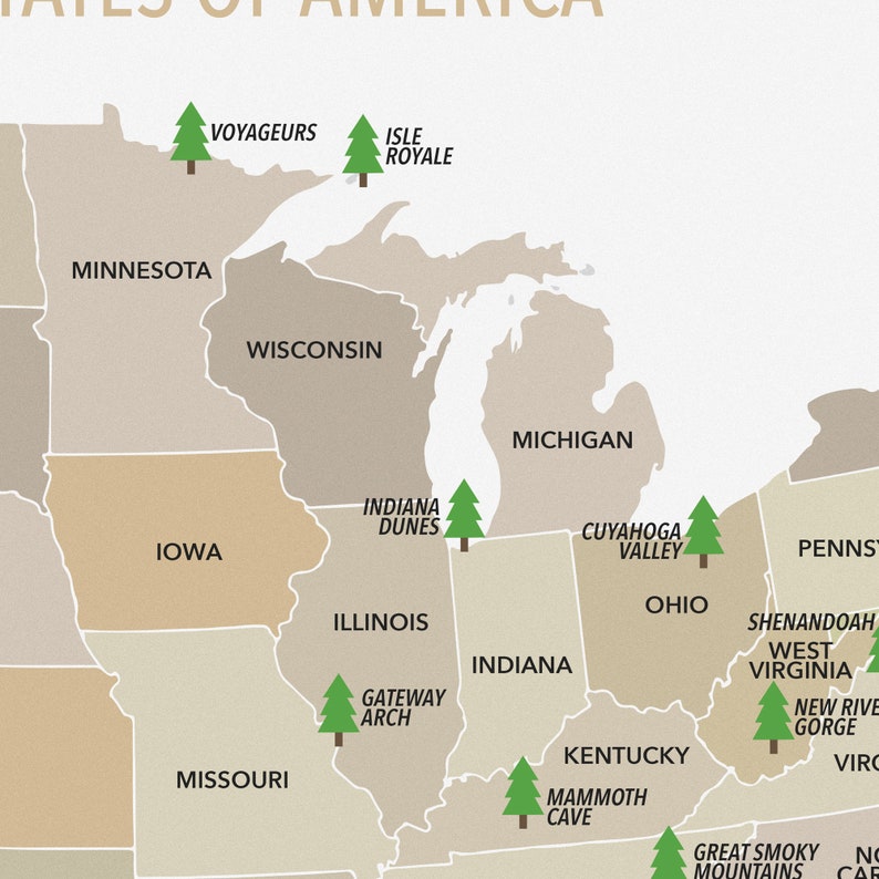 US National Parks Map Digital Download by More Than Just Parks High Resolution Downloadable Poster, National Park Wall Art image 3