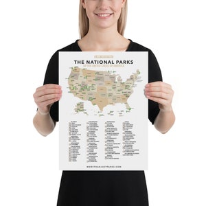 National Parks Checklist Poster - Museum-Quality Matte Print, US Park Guide