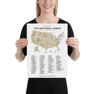 Cartel de la lista de verificación de parques nacionales de More Than Just Parks - Impresión mate con calidad de museo, Guía de parques de EE. UU.