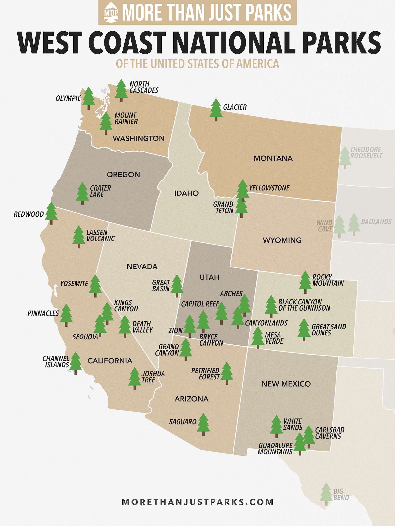 West Coast National Parks Map by - Il 1588xN.5662889687 Oj0m