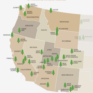 West Coast National Parks Karte von More Than Just Parks (Download)