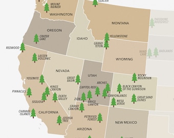 West Coast National Parks Map by More Than Just Parks (download)