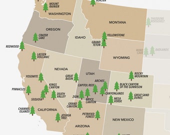 West Coast National Parks Map by More Than Just Parks (download)